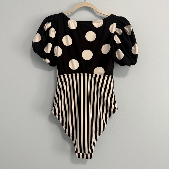 Tabitha Brown for Target Striped/Dot Print Tie-Front One Piece Swimsuit Sz M - Picture 4 of 9